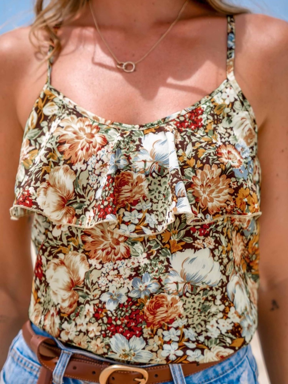 New Cupshe Floral Ruffle Cami Top